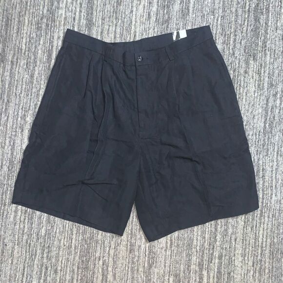 Brand New J. Ferrar Men's Size 34 Black Flat Pleated Front‎ Shorts Rayon Blend - Picture 1 of 8